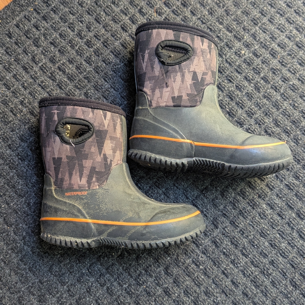 Kids Waterproof Black Boots